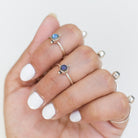 Cute Labradorite Ring, Silver Dot Ring