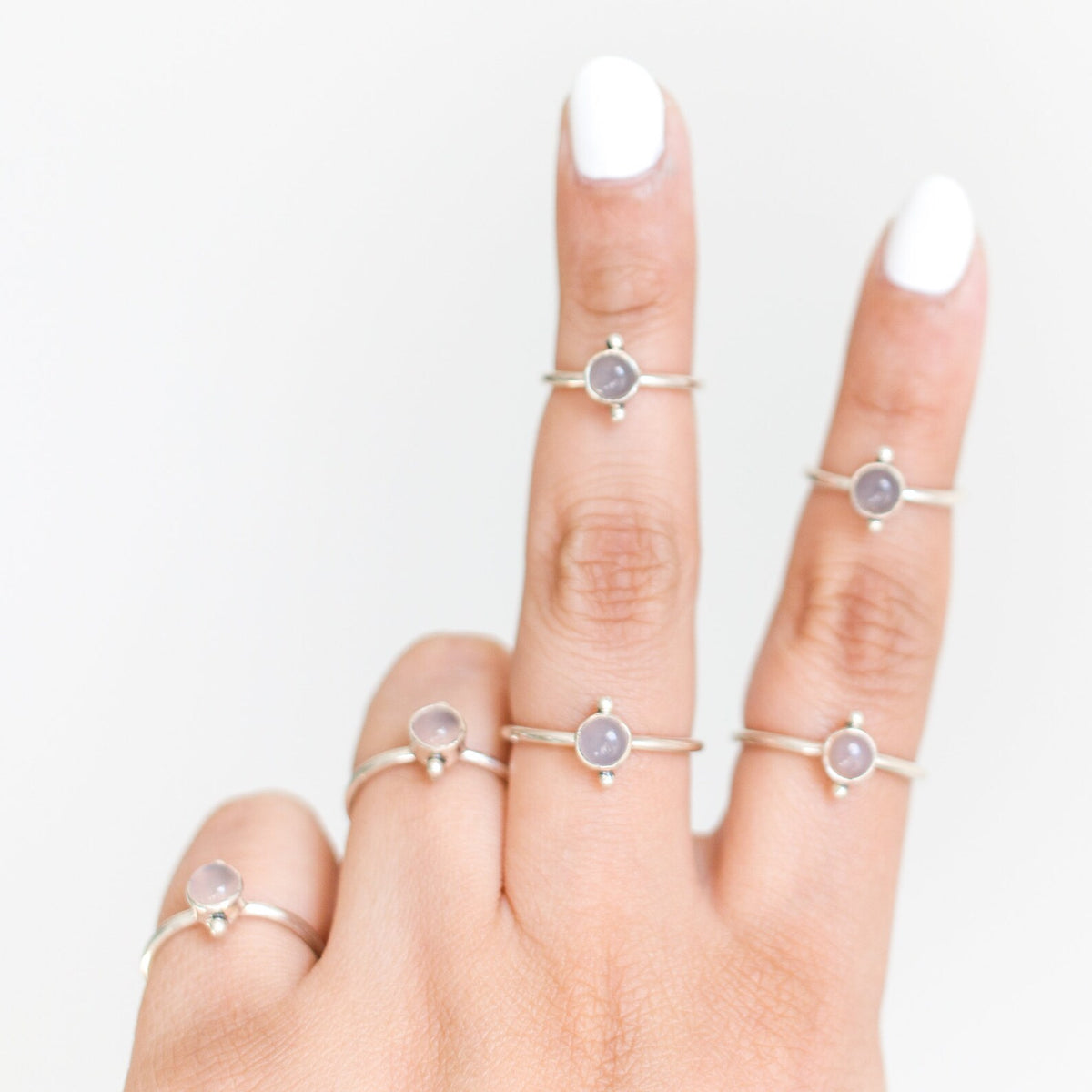 Sterling Silver Rose Quartz Ring, Crystal Quartz Ring