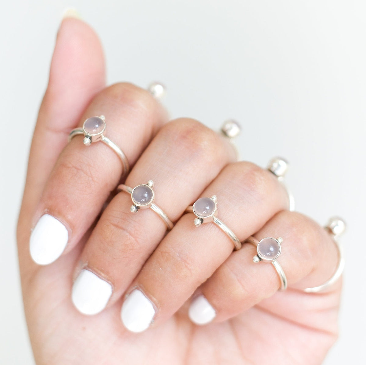 Sterling Silver Rose Quartz Ring, Crystal Quartz Ring