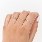 Blue Moonstone Adjustable Dainty Stacking Ring, Thin Silver Rings