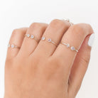 Blue Moonstone Adjustable Dainty Stacking Ring, Thin Silver Rings