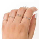 Labradorite Adjustable Dainty Stacking Ring, Thin Silver Rings