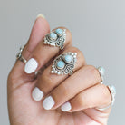 Larimar Boho Ring, Silver Cocktail Ring