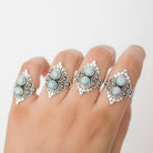 Larimar Boho Ring, Silver Cocktail Ring