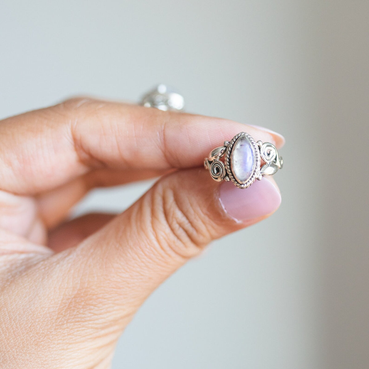 Marquise Moonstonet Ring, Blue Moonstone Ring