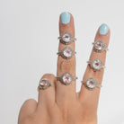 Round Rose Quartz Ring in Sterling Silver, Natural Crystal Quartz