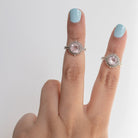 Round Rose Quartz Ring in Sterling Silver, Natural Crystal Quartz