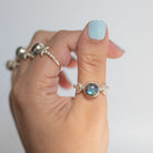 Round Labradorite and Sterling Silver Half Moon Ring