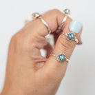 Square Labradorite Ring in Sterling Silver