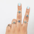 Square Labradorite Ring in Sterling Silver