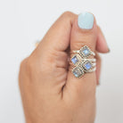 Square Rainbow Moonstone Ring in Sterling Silver