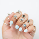 Square Labradorite Ring in Sterling Silver