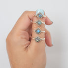 Square Labradorite Ring in Sterling Silver