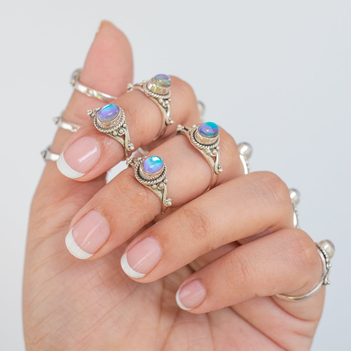 Angel Aura Quartz Ring, Silver infinity Ring