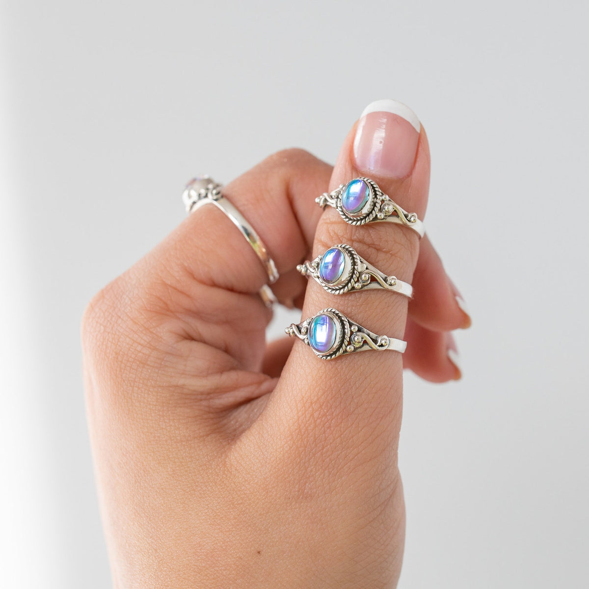 Angel Aura Quartz Ring, Silver infinity Ring