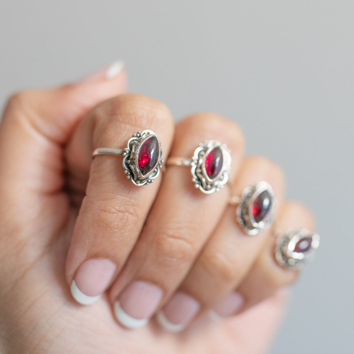 Marquise Garnet Ring, Natural Garnet, Gypsy Boho Ring
