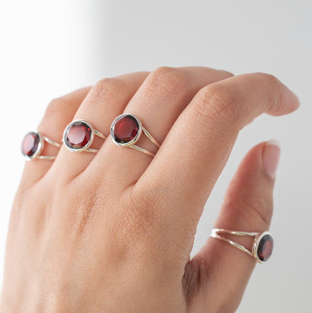 Faceted Garnet Ring, Red Garnet Jewelry