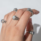 Oval Moonstone Ring in Solid Sterling Silver
