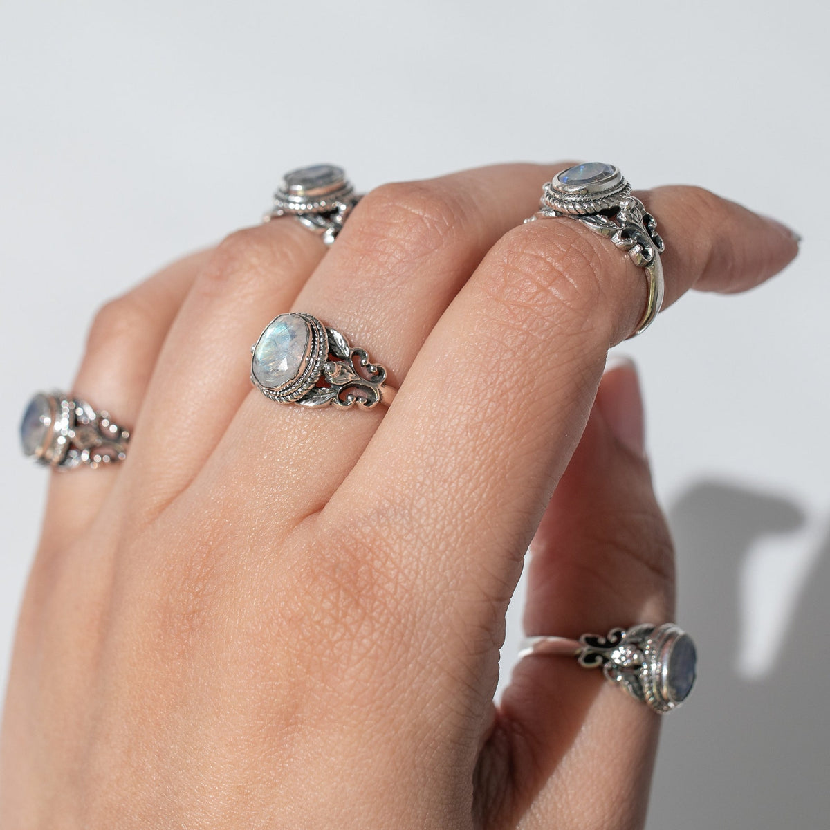Oval Moonstone Ring in Solid Sterling Silver