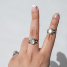 Oval Moonstone Ring in Solid Sterling Silver