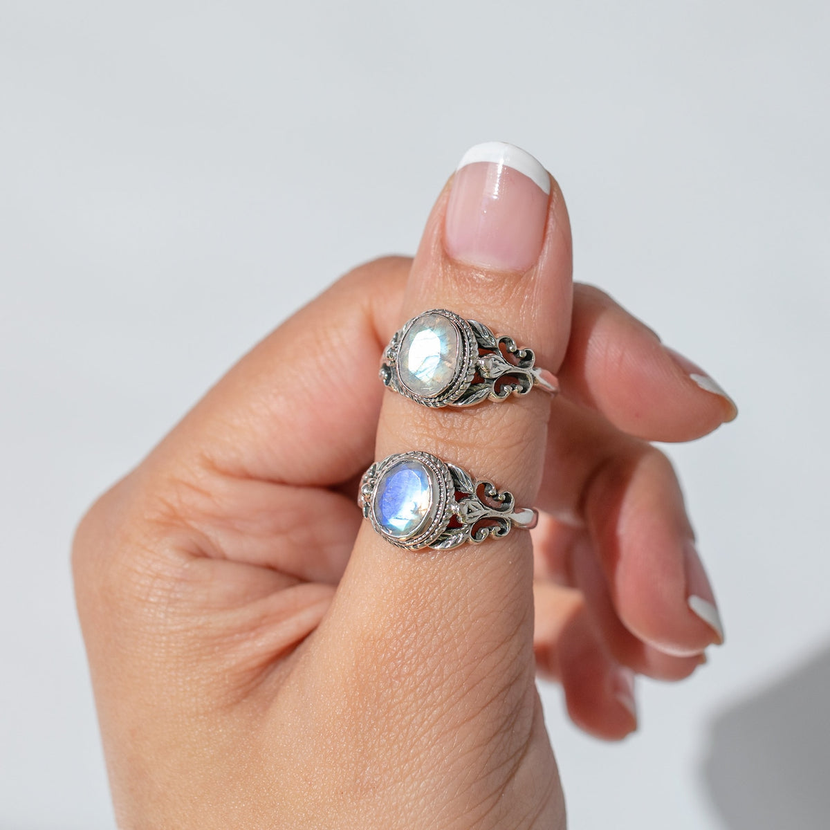 Oval Moonstone Ring in Solid Sterling Silver