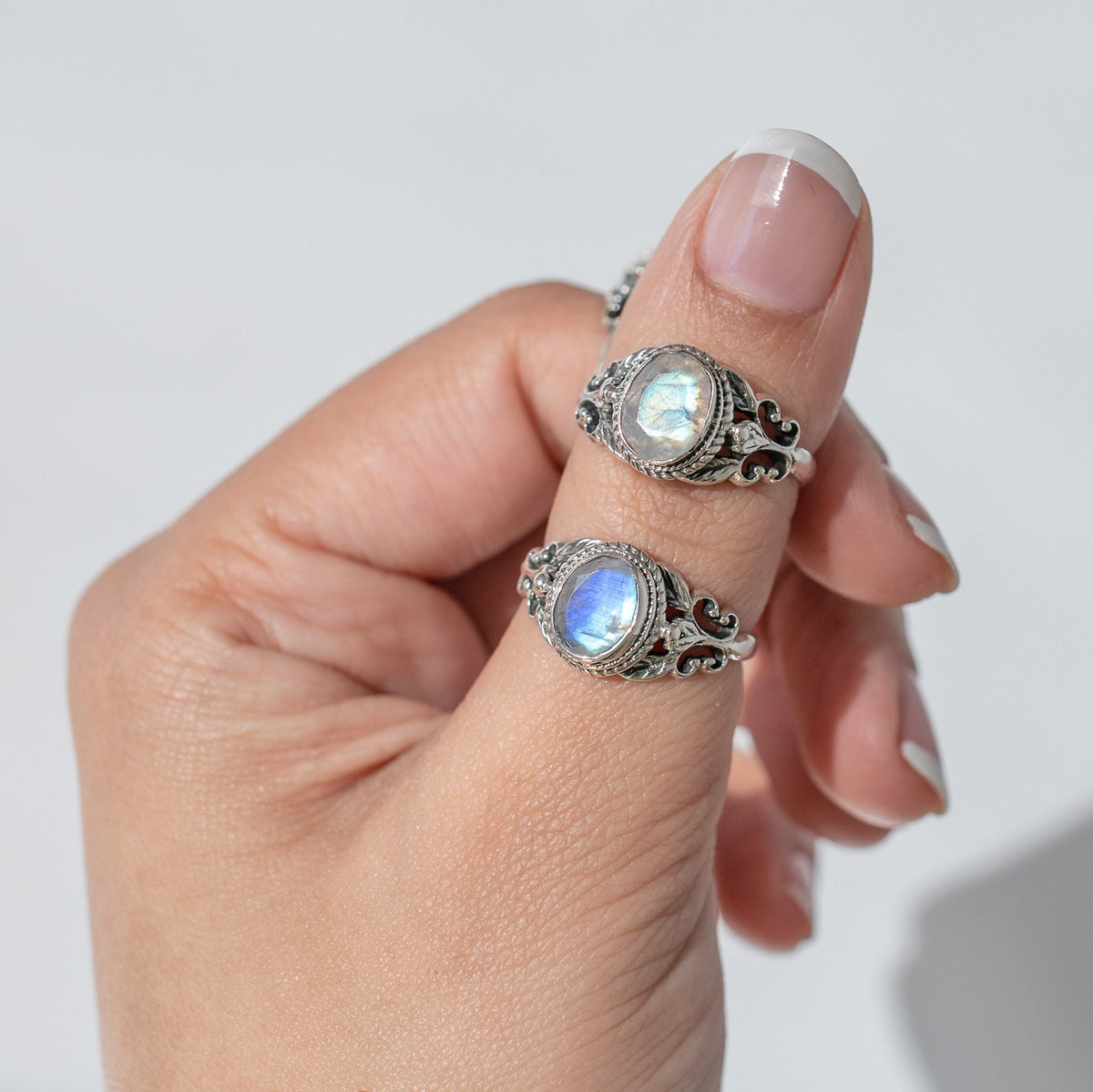 Oval Moonstone Ring in Solid Sterling Silver