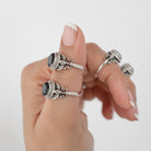 Oval Black Onyx Ring in Solid Sterling Silver