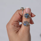Labradorite Ring - Round Stone Sterling Silver Ring