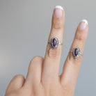 Marquise Amethyst Ring, Natural Amethyst, Gypsy Boho Ring