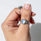 Oval Moonstone Ring in Solid Sterling Silver