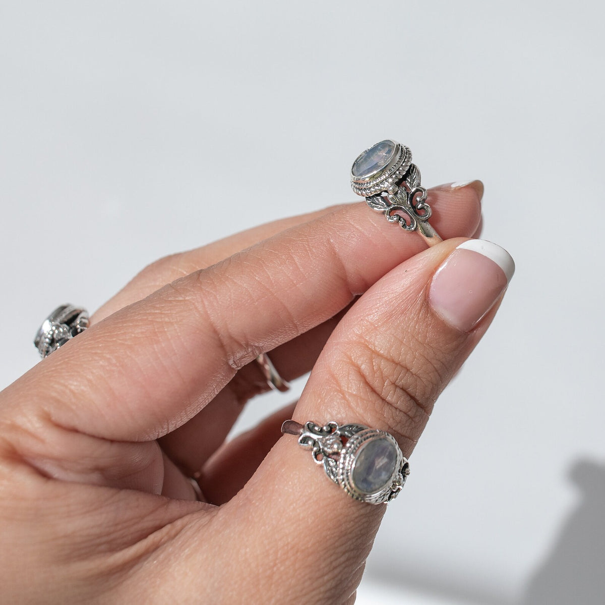 Oval Moonstone Ring in Solid Sterling Silver