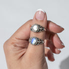 Oval Moonstone Ring in Solid Sterling Silver