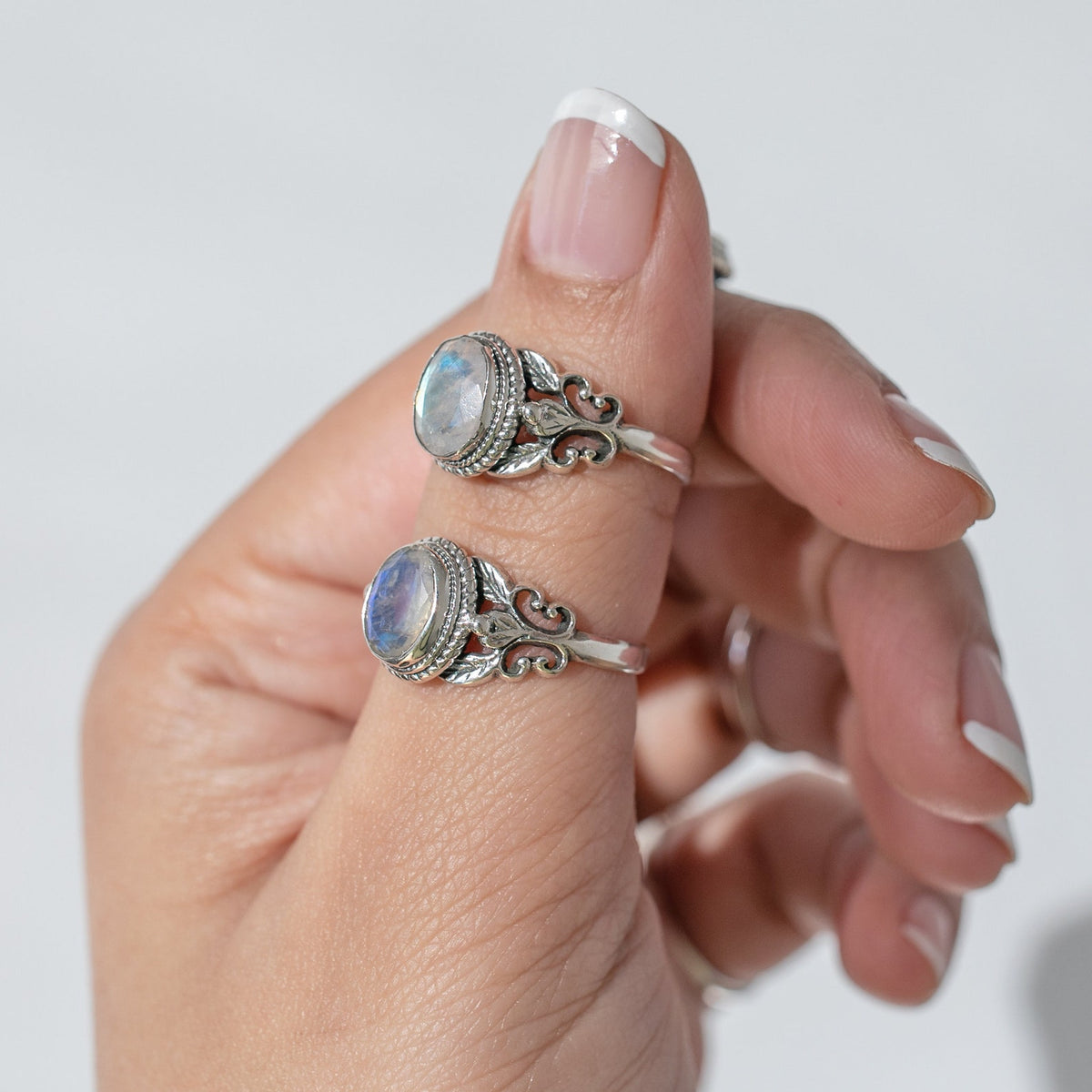 Oval Moonstone Ring in Solid Sterling Silver