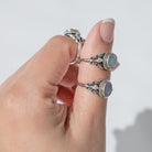 Oval Moonstone Ring in Solid Sterling Silver