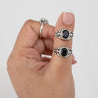Oval Black Onyx Ring in Solid Sterling Silver