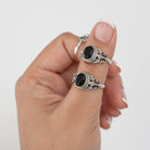 Oval Black Onyx Ring in Solid Sterling Silver