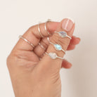 Minimalist Rainbow Moonstone Ring, Pear Moonstone Birthstone Ring