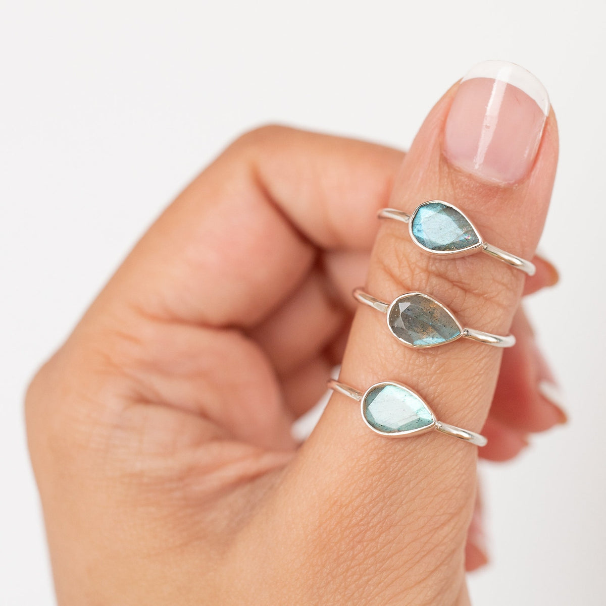 Minimalist Labradorite Ring, Pear Labradorite Ring