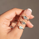 Minimalist Labradorite Ring, Pear Labradorite Ring