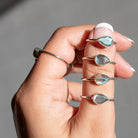 Minimalist Labradorite Ring, Pear Labradorite Ring