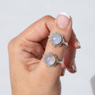 Round Moonstone Ring - Round Rainbow Moonstone Sterling Silver Ring