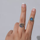 Labradorite Ring - Round Stone Sterling Silver Ring