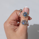 Labradorite Ring - Round Stone Sterling Silver Ring