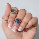 Labradorite Ring - Round Stone Sterling Silver Ring