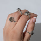 Labradorite Ring - Round Stone Sterling Silver Ring