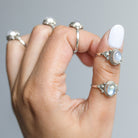 Blue Moonstone Ring, Delicate Silver Ring