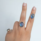 Rainbow Labradorite Crystal Ring, Rose Cut Labradorite Sterling Ring