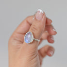 Rainbow Moonstone Crystal Ring, Rose Cut Moonstone Sterling Ring