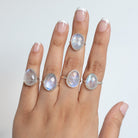 Rainbow Moonstone Crystal Ring, Rose Cut Moonstone Sterling Ring