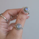 Round Moonstone Boho Statement Ring in Sterling Silver